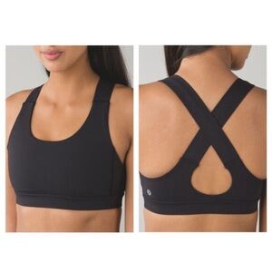 Lululemon All Sport Bra III Black Medium Support Wide Criss Cross Straps Size 8